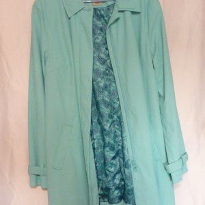 💙 Cozy Teal Zip-Up Long Rain Jacket / Trench Coat – NWOT 💙 Classic Elements |